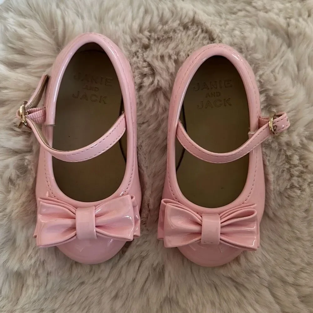 Janie & Jack Patent Bow Ballet Flat in Cotton Candy Pink Size 5